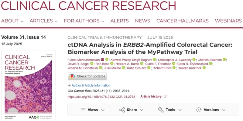 HER2阳性结直肠癌：ctDNA精准监测帕妥珠单抗+曲妥珠单抗疗效与耐药机制