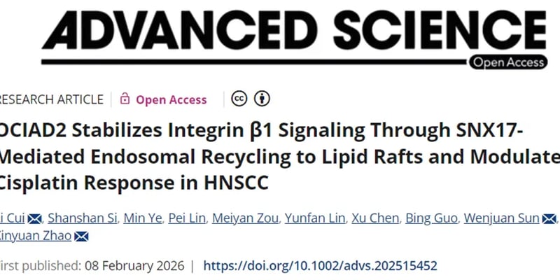 头颈部鳞癌化疗耐药新突破：发现“生存导航仪”OCIAD2，逆转顺铂耐药性