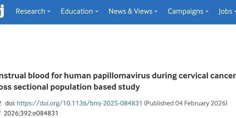 宫颈癌筛查告别尴尬：BMJ重磅揭示月经血HPV检测，居家自测，准确率高！