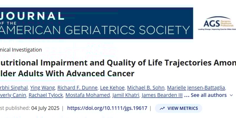 [老年癌症治疗] 营养不良竟是“隐形杀手”？最新研究揭示营养状况如何决定晚期患者的生活质量与心理寿命