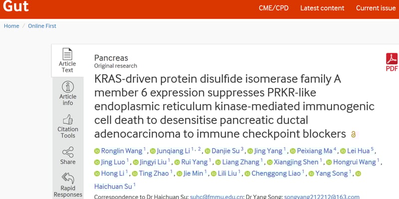 深度解析：KRAS胰腺癌免疫治疗耐药新机制——PDIA6如何“掐断”免疫信号？