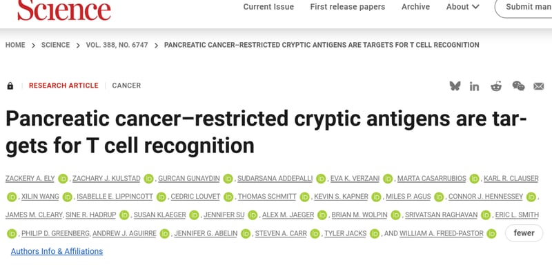 “癌症之王”胰腺癌治疗重大突破！《Science》揭示“隐秘弱点”，带来精准杀癌新策略与希望！