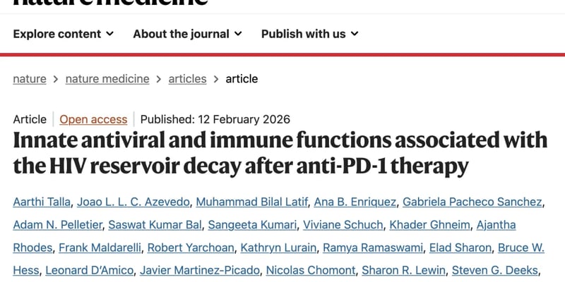 PD-1抑制剂重编程免疫，显著减少HIV病毒库：癌症与艾滋病治疗新希望