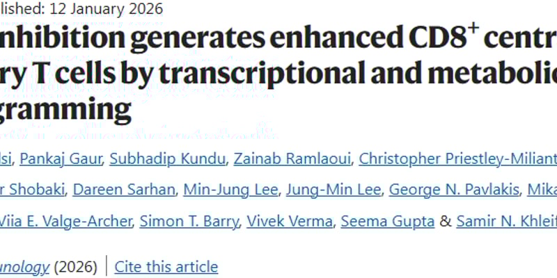T细胞免疫疗法新突破：PARP抑制剂重编程T细胞，增强抗癌能力！
