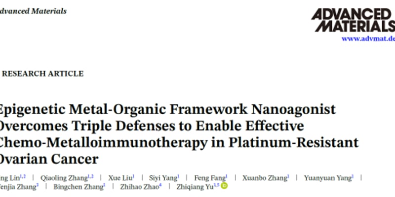 卵巢癌顺铂耐药怎么办？纳米激动剂CMZ-Pt-SA@HA攻克三重耐药屏障，重燃希望！