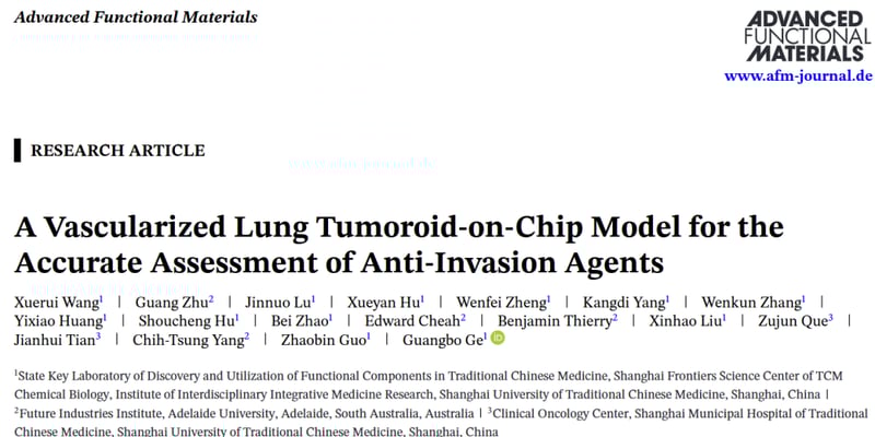 非小细胞肺癌转移治疗新突破：血管化肺肿瘤类器官芯片如何助力精准抗癌药研发与评估
