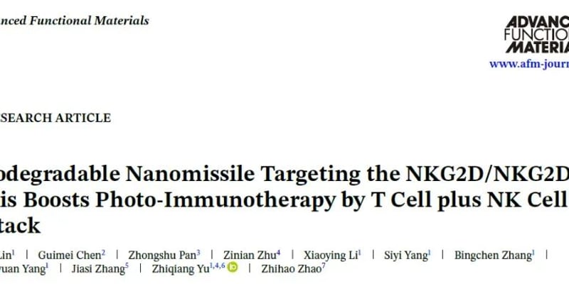 [靶向NKG2D] 癌症治疗新突破！纳米导弹精准狙击肿瘤，让免疫逃逸无处遁形