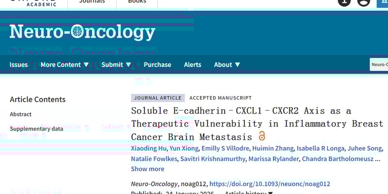攻克乳腺癌脑转移新希望！血液’密码’sEcad揭示，CXCR2抑制剂或成新武器