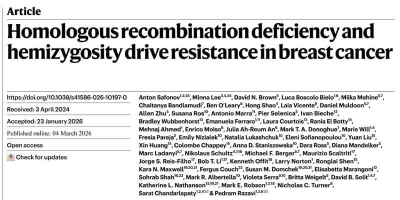 乳腺癌用药选错耐药快？Nature重磅：gBRCA2患者换种方案生存期大不同