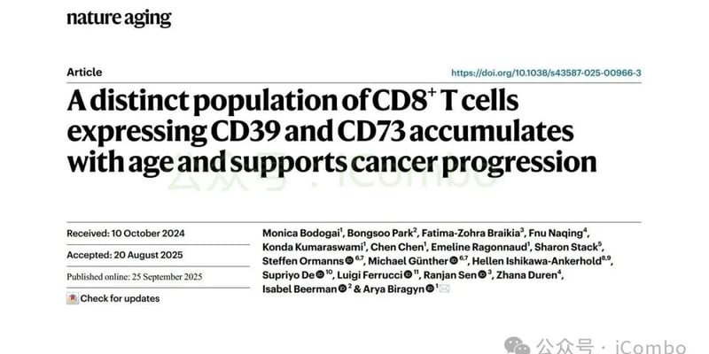 [老年癌症治疗] 为何PD-1对部分老人无效？Nature Aging揭秘衰老背后的“肿瘤帮凶”细胞