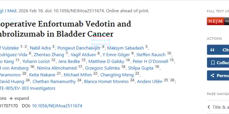 膀胱癌患者新希望：维恩妥尤单抗联合帕博利珠单抗显著降低60%复发风险，MIBC围手术期迎来ADC+免疫新时代