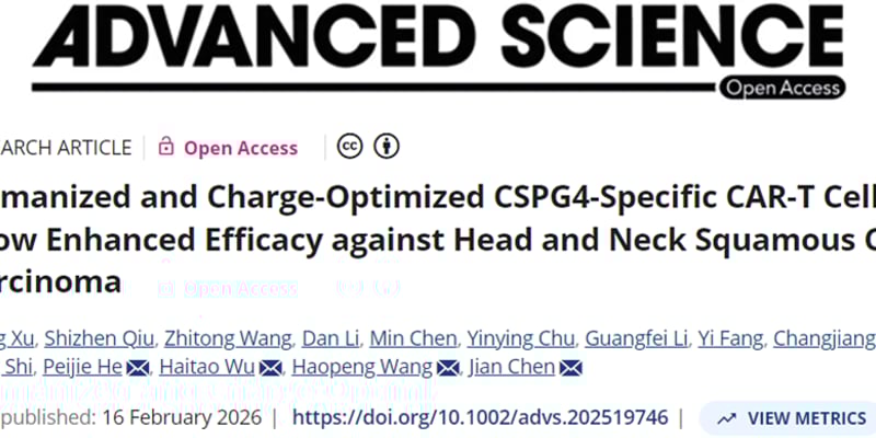 晚期头颈癌治疗重大突破！复旦大学研发新型CSPG4 CAR-T疗法，精准杀伤实体瘤
