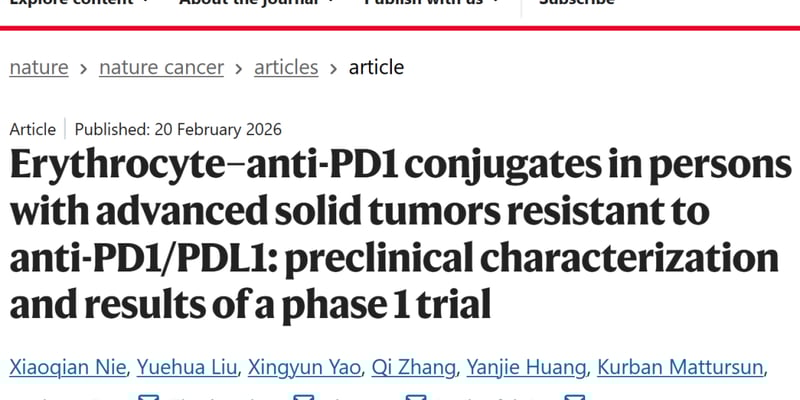 PD-1耐药不再无药可救？西湖大学首创红细胞偶联药物αPD1-Ery，DCR达78.6%