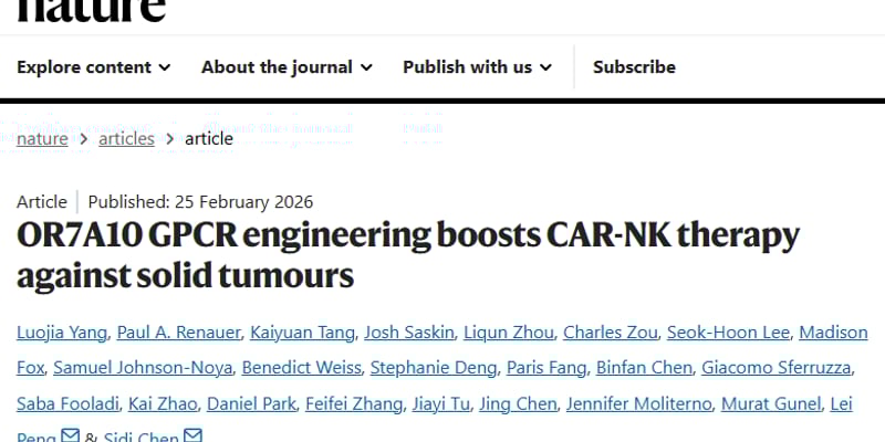 实体瘤清除率100%？耶鲁大学Nature重磅：CAR-NK疗法获突破性增强因子