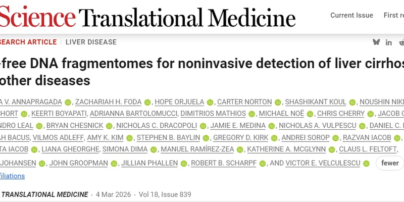 告别穿刺痛苦！Science子刊：AI液体活检精准检测早期肝病，灵敏度升5倍
