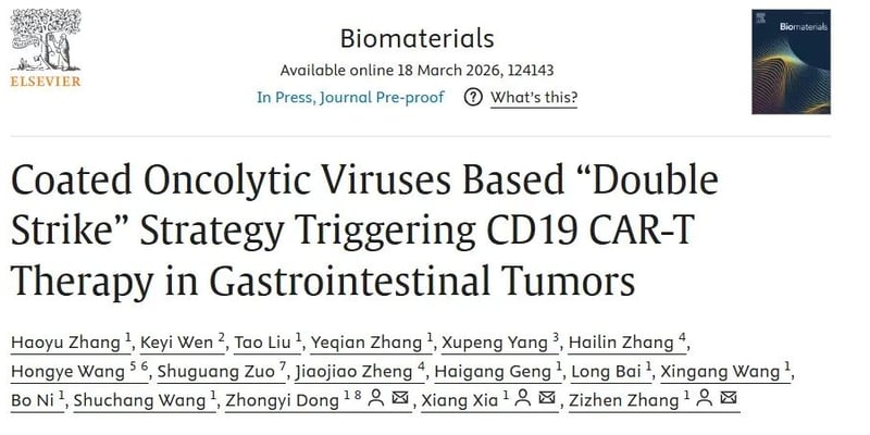 CD19 CAR-T治疗消化道肿瘤：溶瘤病毒双重打击新策略