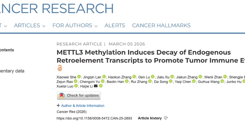 结直肠癌为何易复发？研究提示METTL3“隐身开关”削弱免疫警报，或影响免疫治疗效果