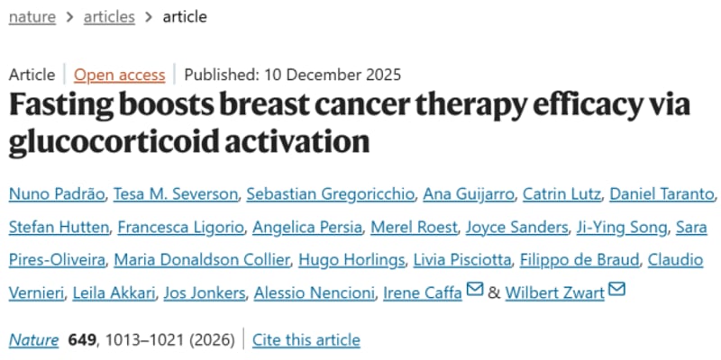 轻断食真能“饿死”肿瘤吗？Nature研究揭示乳腺癌增效关键：皮质醇与GR
