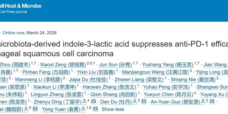 食管鳞癌免疫治疗耐药怎么办？肠道菌群检测带来新线索