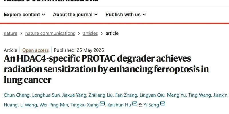 肺癌放疗耐药怎么办？前沿PROTAC药物TP1通过激活铁死亡攻克放疗抵抗新机制